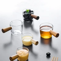 glass measuring cup creamer jug glass coffee milk pitcher espresso cup vinegar sauce cup glass gravy boat with wood handle