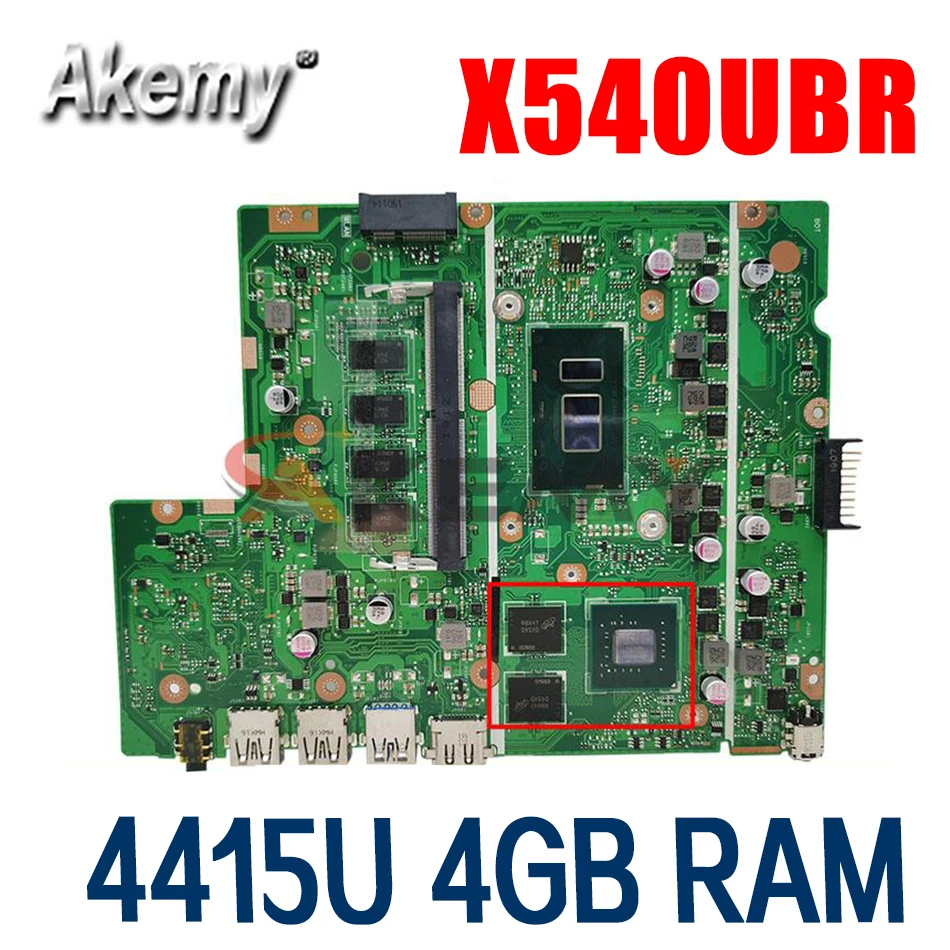 

Материнская плата Akemy X540UBR для ноутбука ASUS X540UV X540UB X540UBR, материнская плата для ноутбука с процессором 4415U, 4 Гб ОЗУ, 2 Гб GPU