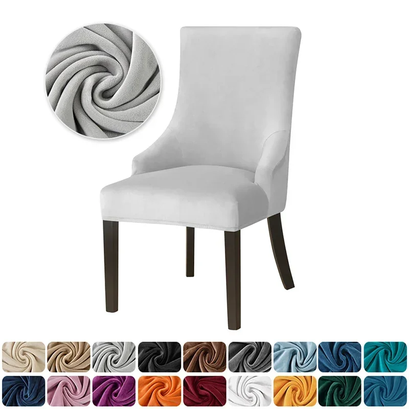 Бархатный эластичный чехол на стул со спинкой, акцентный чехол на стул для обеденного стула с высокой спинкой, наклонные кресла, чехлы для столовой, банкета