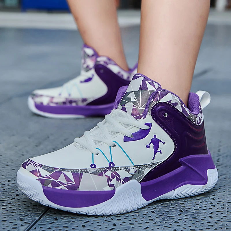 Brand Fashion Purple Men Professional Basketball Shoes Cushioning Non-Slip Sport Shoes Trainer Women Athletic Basketball Sneaker