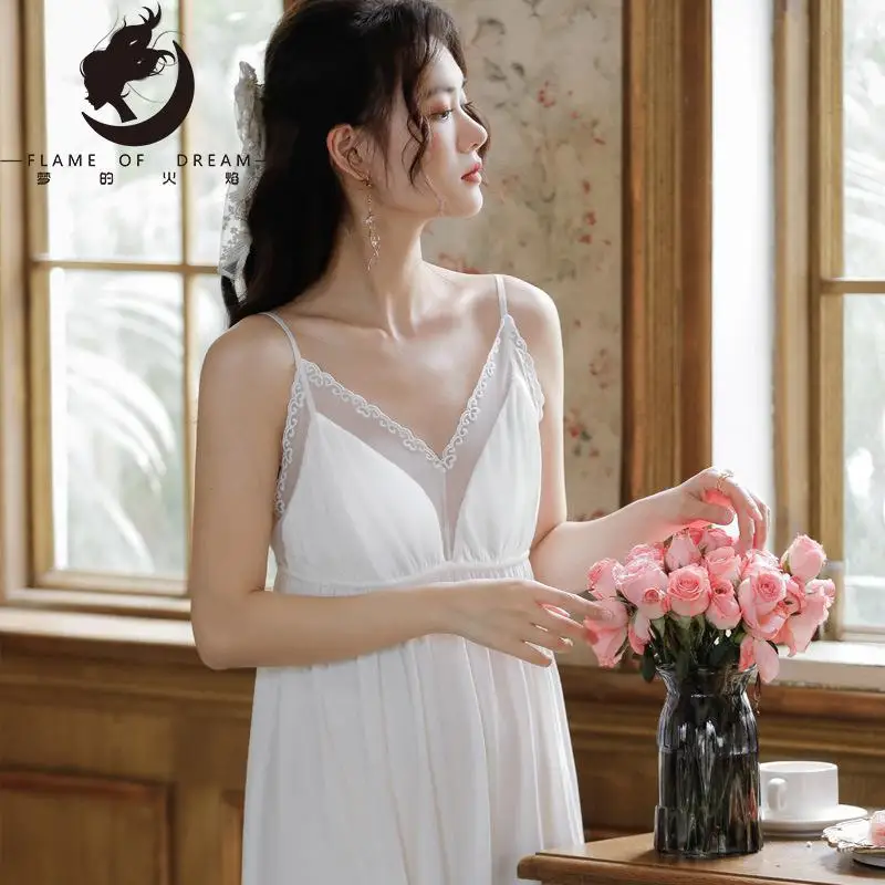 Flame Of Dream Night Dress Women Vintage Nightgowns Sleepwear Cotton Nightgowns & Sleepshirts 221525