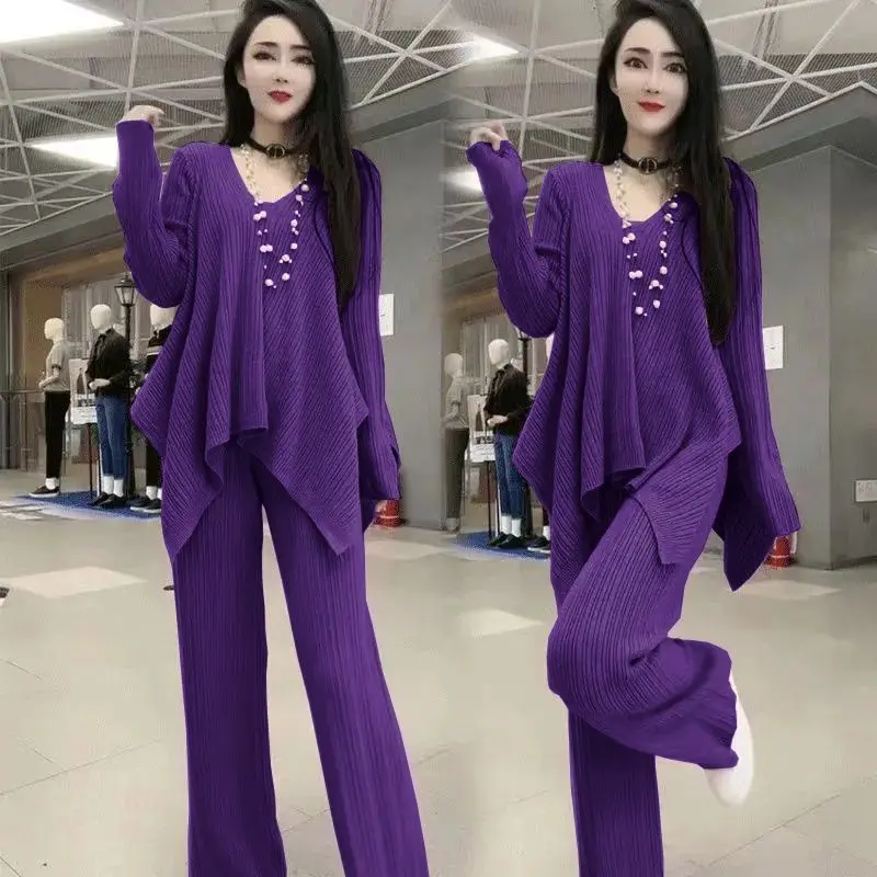 Плиссированный пуловер с v-образным вырезом и длинными рукавами повседневные