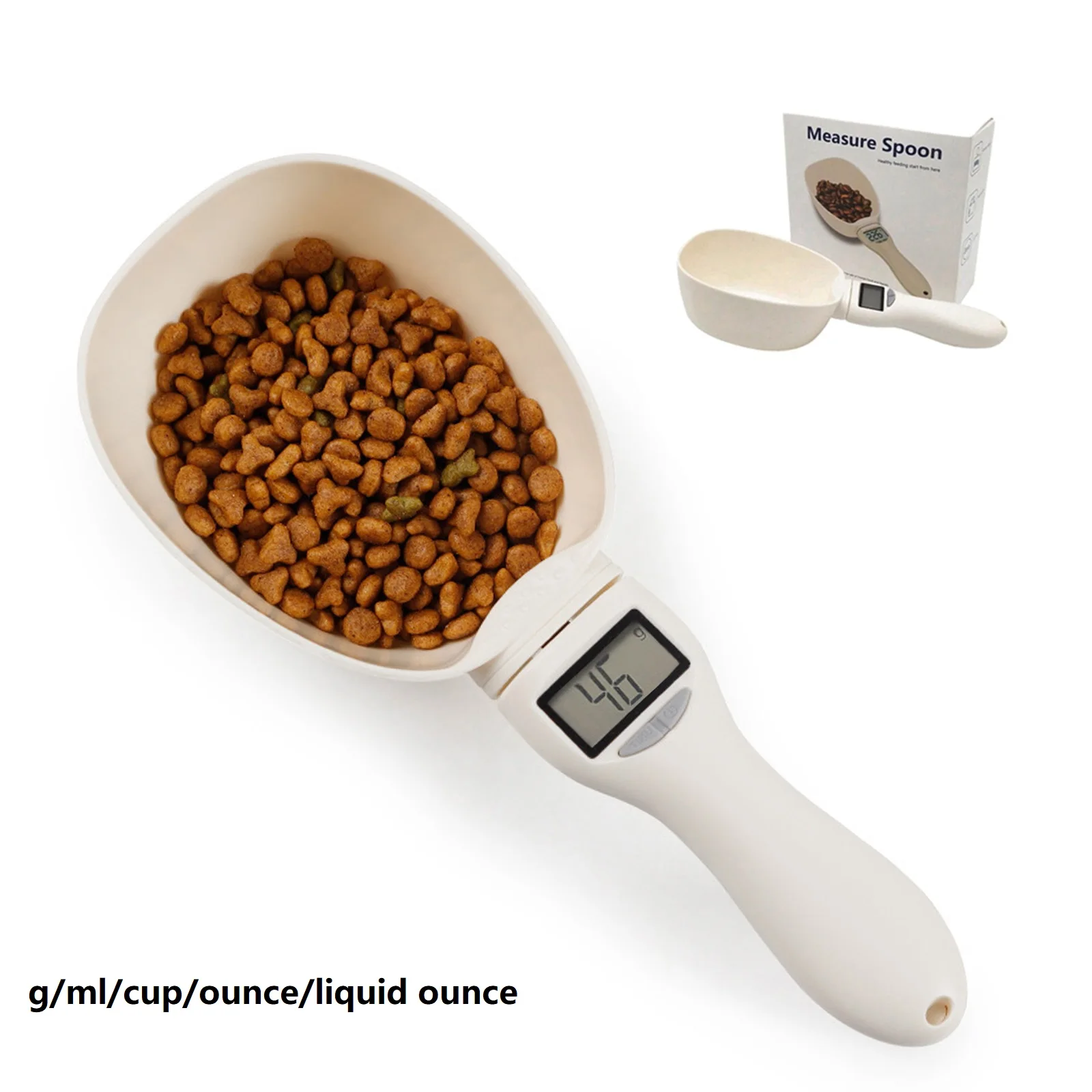 

Pet Food Scale Cup For Dog Cat Feeding Bowl Kitchen Scale Spoon Measuring Scoop Cup Portable With Led Display