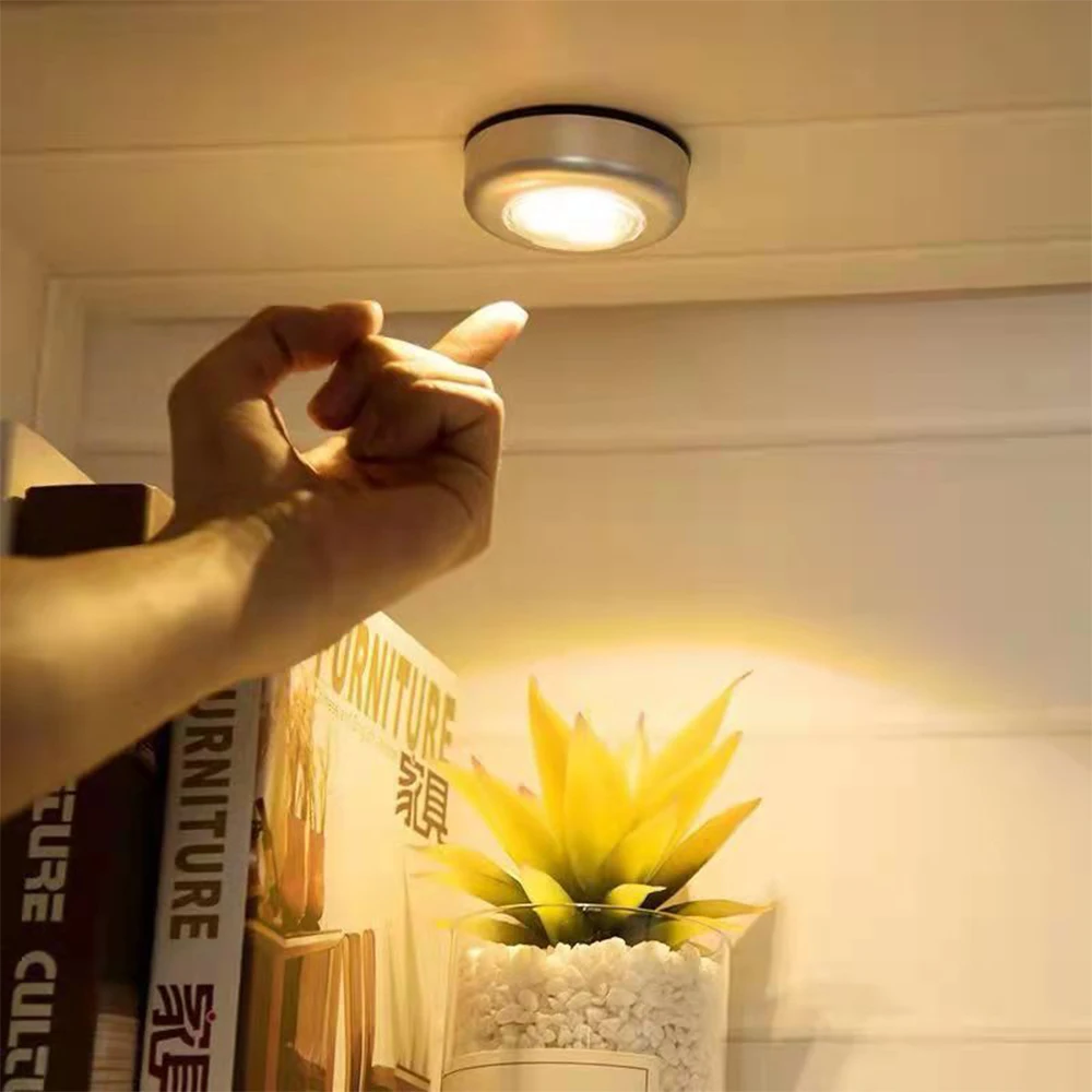

5pcs 3 LED Under Cabinet Light Touch Switch AAA Battery Powered Night Lights for Kitchen Cabinets Wardrobe Bedroom Wall Lamp