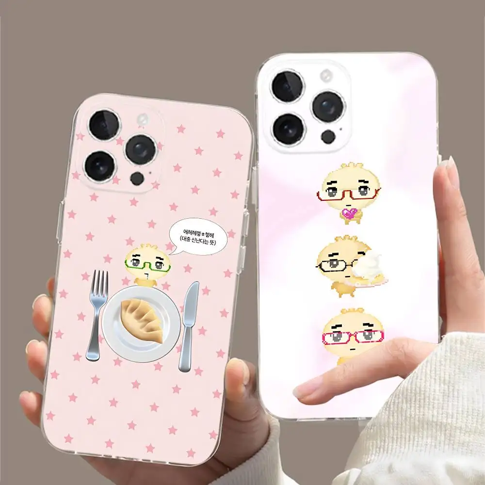 Фото Милый чехол-бампер A-Angyeongmandu K Dumpling для iPhone 17 16 15 14 13 12 11 Pro ProMax Plus, прозрачный, мягкий №1