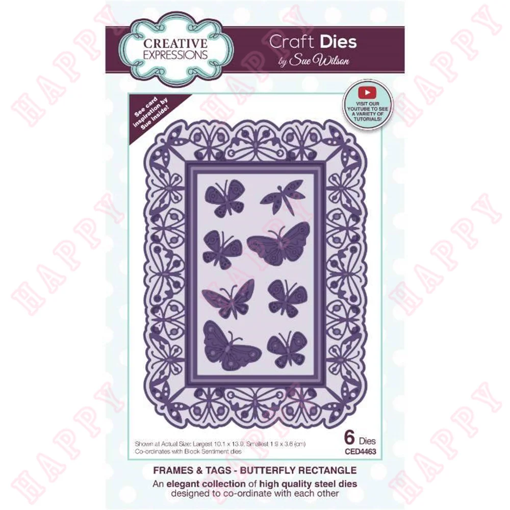

Metal Cutting Die Butterfly Rectangle DIY Scrapbooking Envelope Diary Photo Album Paper Card Decorative Craft Embossing Template
