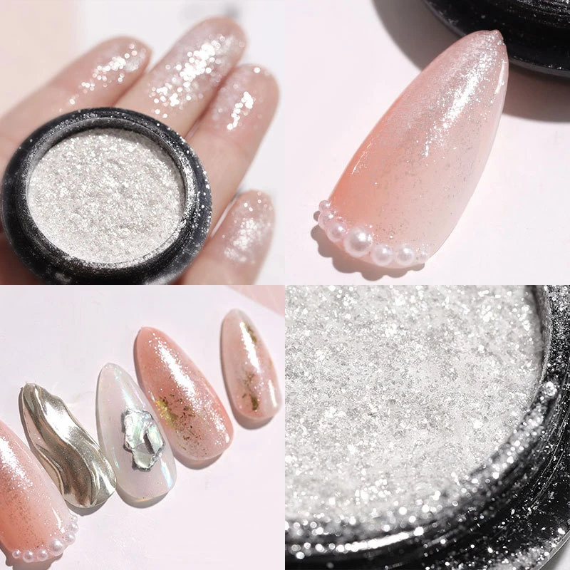 

Nail Crystal Diamond Powder Pearls White Glitter Shiny Pigment Holographic Glass Micro Drill Nails Art Decoration