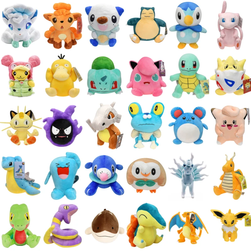 

Pokemon Squirtle Alolan Vulpix Bulbasaur Pikachu Snorlax Piplup Charizard Jigglypuff Plush Toy Psyduck Stuffed Peluche Doll