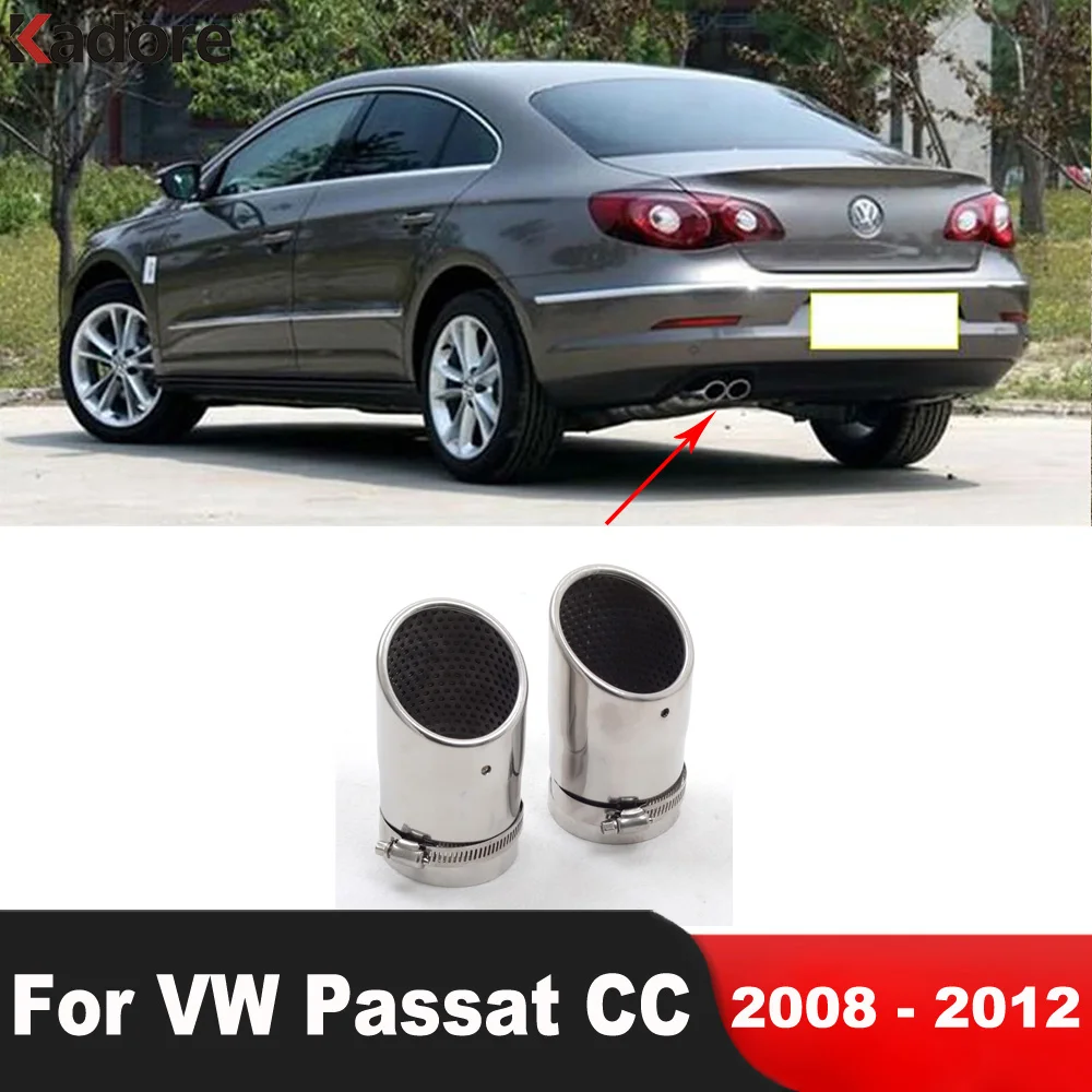 

Rear Exhaust Muffler Tip Pipe For Volkswagen VW Eos Passat CC 2008 2009 2010 2011 2012 Stainless Car Tail Throat Silencer Trim