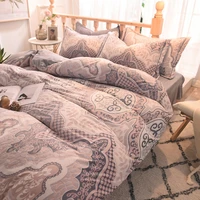 carved coral fleece bedding four piece set winter bed sheet quilt cover flannel milk fiber spring and autumn bed three piece set