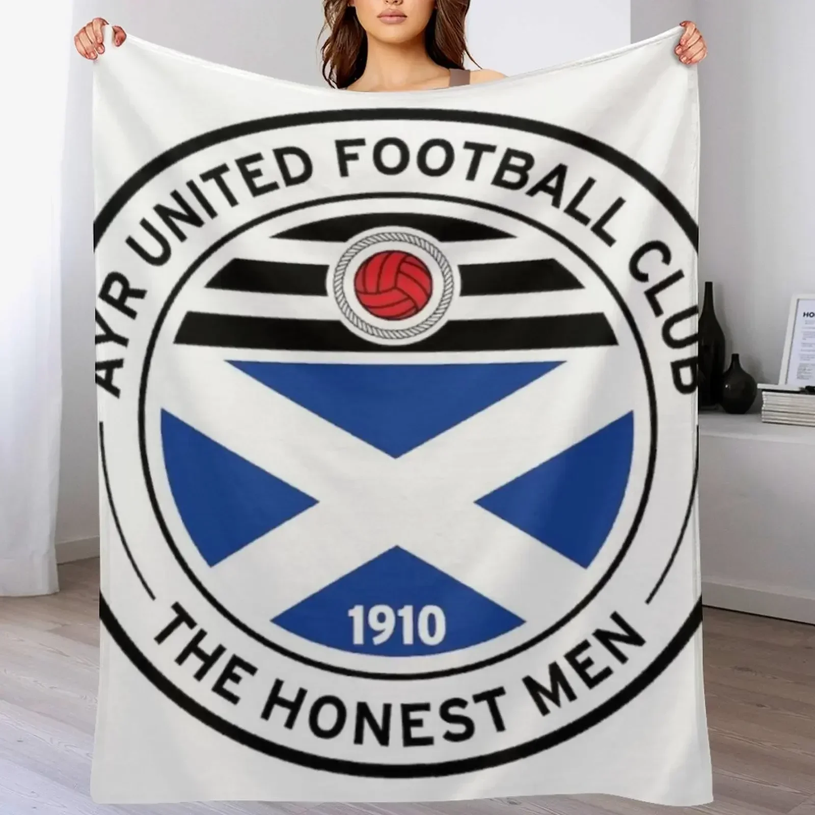 Фото Плед из фланелевой ткани с логотипом футбольного клуба Ayr United, свободного кроя, для младенцев, на заказ, для переезда, рождественское украшение, пледы. №4