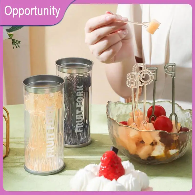 

26 Letters Dessert Fork Creative Light Luxury Cake Fork Transparent Food Grade Fork Lunch Bento Accessories Reusable Fruit Fork