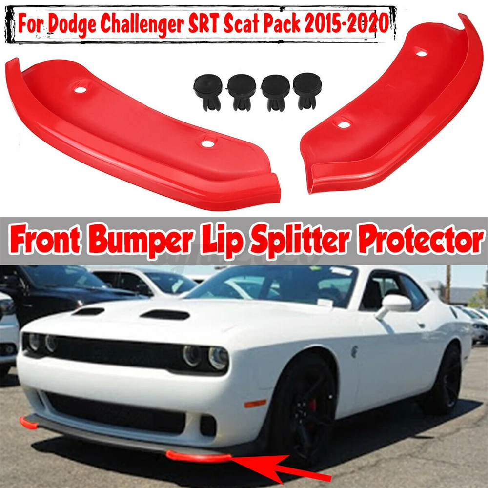 

2Pcs Car Front Bumper Lip Spoiler Splitter Guard Trim For Dodge Challenger SRT Scat Pack 2015-2020 Car Accessories