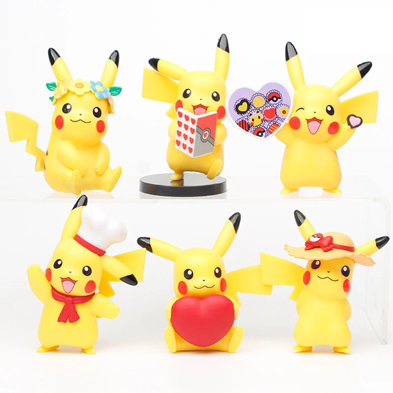 

6 Models of Cute Pikachu Anime Figures Pokemon Toys Model Pokemon Peripheral Action Figure Toys Decoration