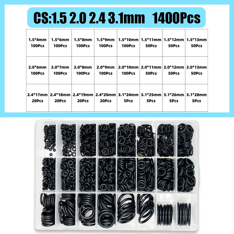 Комплект уплотнительных колец из нитриловой резины  CS 1.0 1.5 2.0 2.4 3.1mm