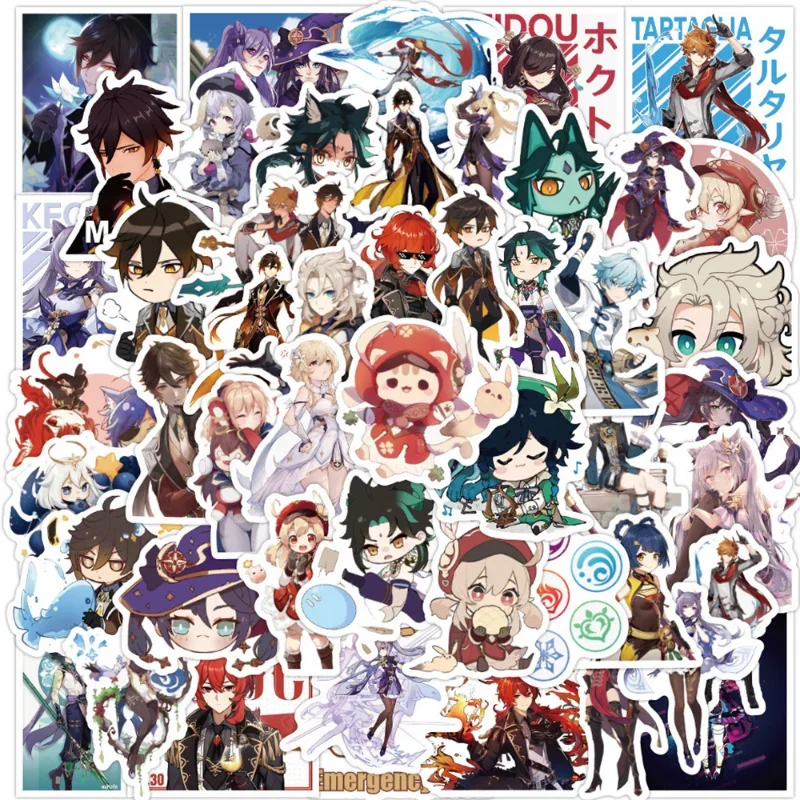 100 шт. аниме Genshin ударные наклейки Kawaii Наклейки с рисунками DIY ноутбук багаж
