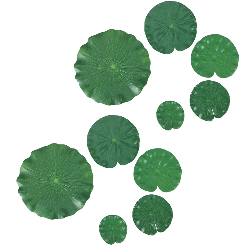 

10 Pieces 5 Kinds Artificial Floating Foam Lotus Leaves Lily Pads Artificial Foliage Pond Decor For Pool Aquarium Decor