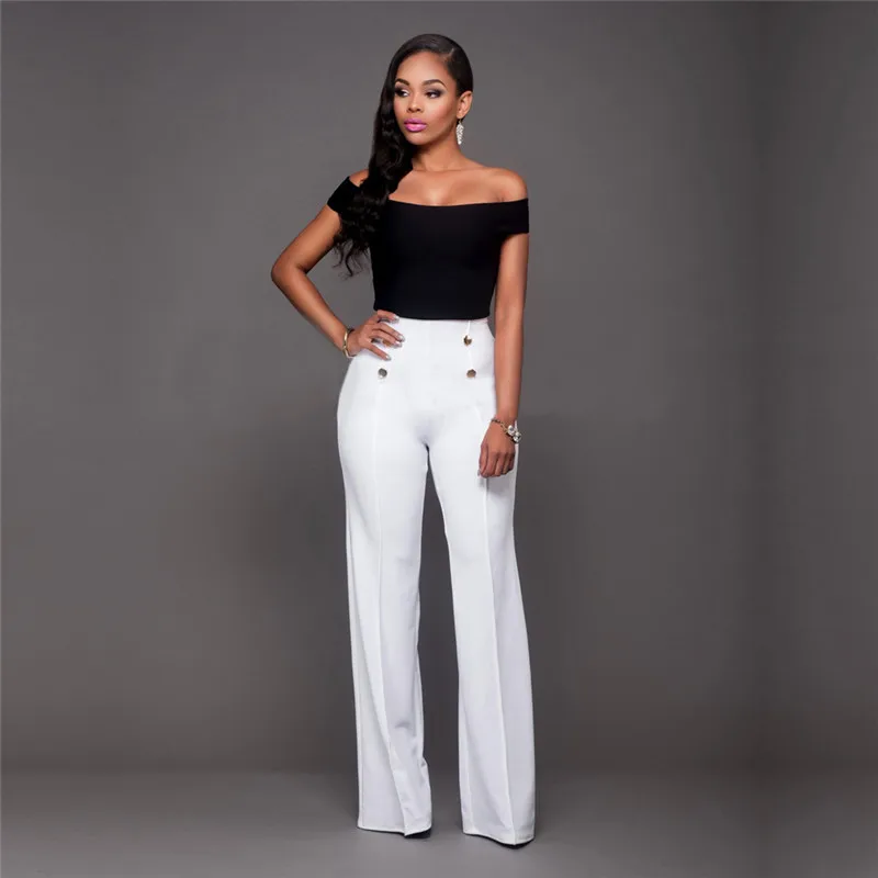 

Plus Size Women Fashion Wide Leg Pants Pants High Waist Slim Double Breasted Loose Pants Elegant OL Workwear Pants Trousers