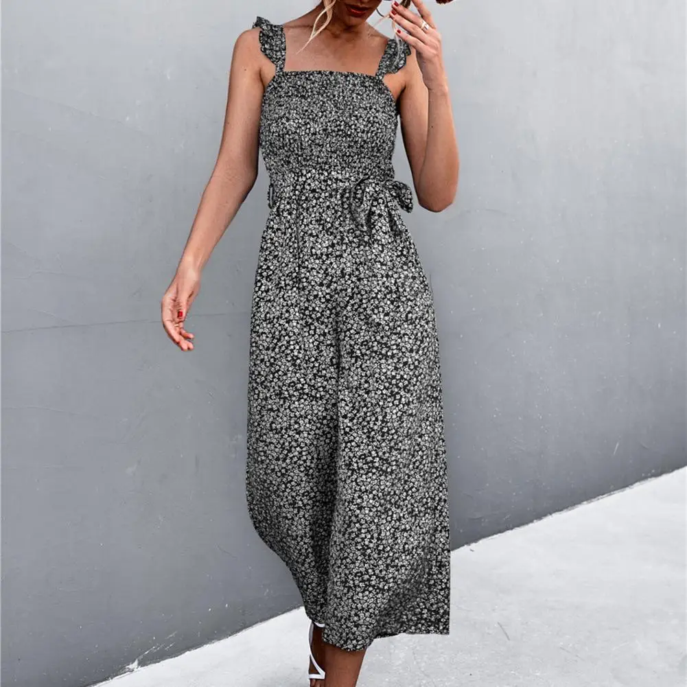 

Stylish Thin Jumpsuit Ruffles Off Shoulder Streetwear Elegant Printed Jumpsuit