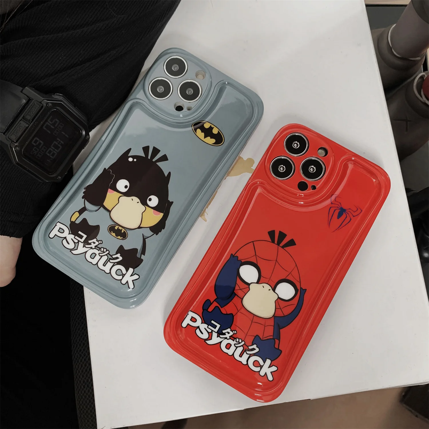 

Pokemon Psyduck Marvel Spiderman Batman soft airbag Phone Case For Iphone 11 12 13 Pro Max X Xs Xr shockproof Cover
