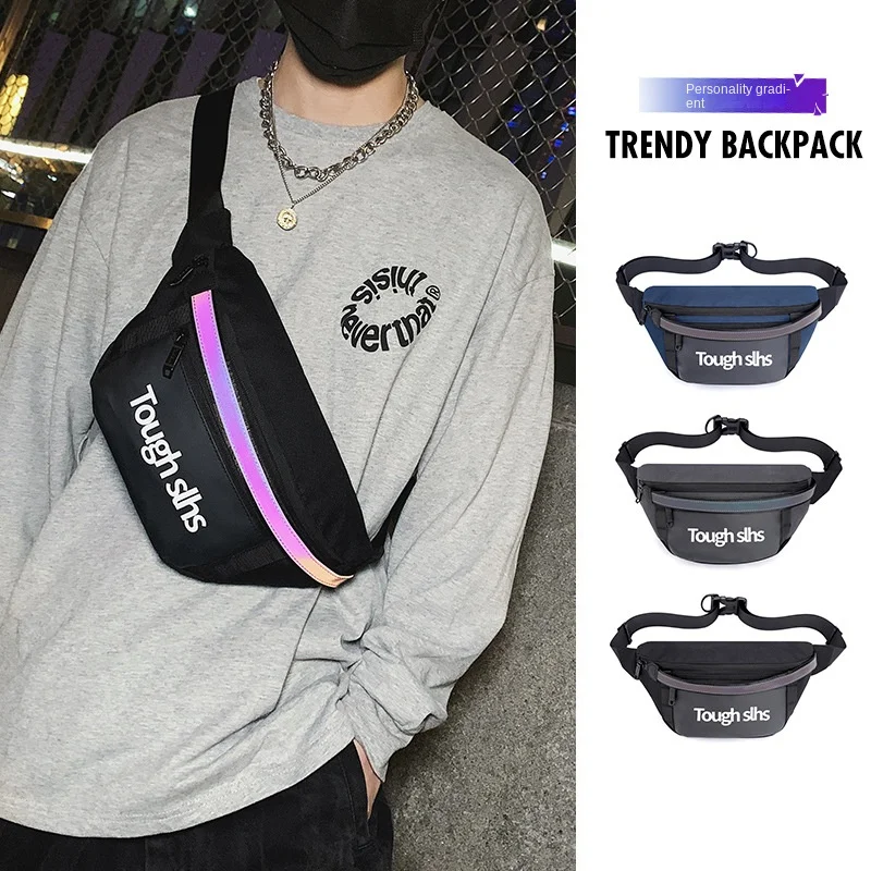 

New men's and women's trendy waist bag outdoor laser reflective chest bag fashion messenger bag sports waist bag