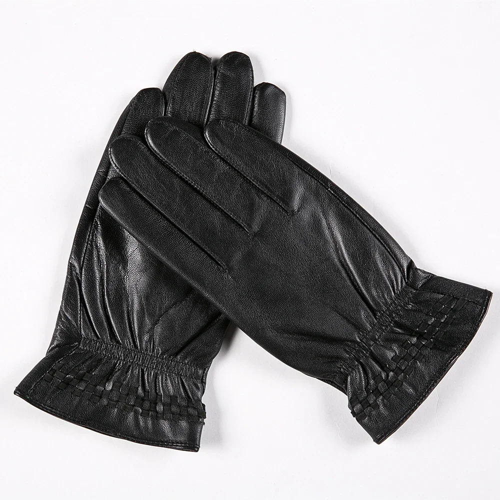 GOURS зимние мужские перчатки из натуральной кожи черные козьей флисовая подкладка