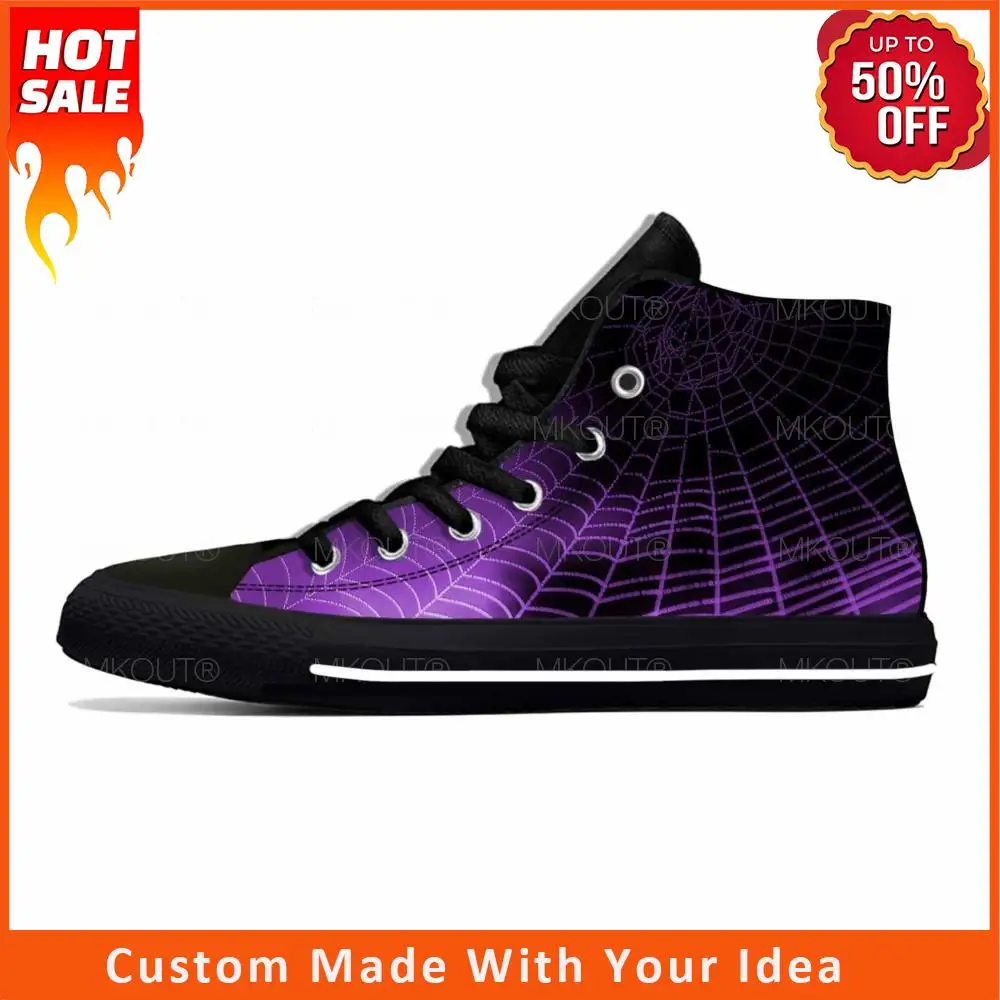 

Spider Web Pattern Cobweb Spiderweb Anime Cartoon Casual Cloth Shoes High Top Lightweight Breathable 3D Print Men Women Sneakers