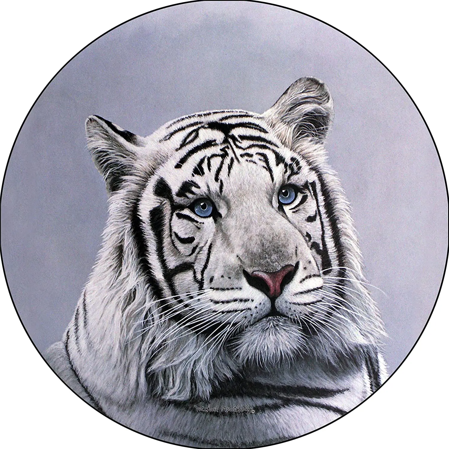 

TIRE COVER CENTRAL White Tiger Head Blue Sapphire Eyes Spare Tire Cover (
