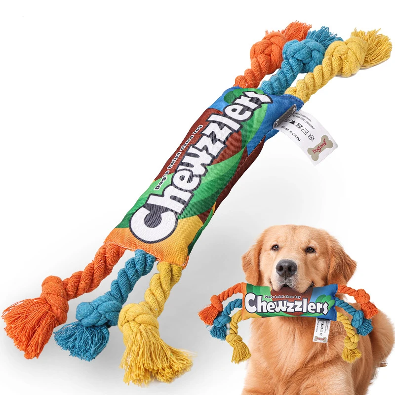 Puppy Colorful Cotton Chew Rope Knot Toy Durable Braided Dog Toys Dog Cleaning Teeth Braided Bone Rope
