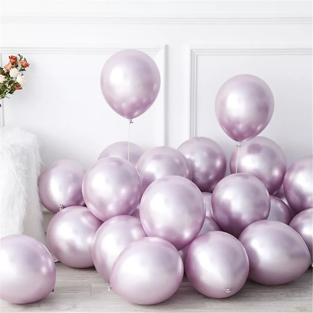 

20pcs 12inch New Glossy Baby Pink Metal Pearl Latex Balloon Rose Gold Thick Chrome Metallic Globos Wedding Birthday Party Decor
