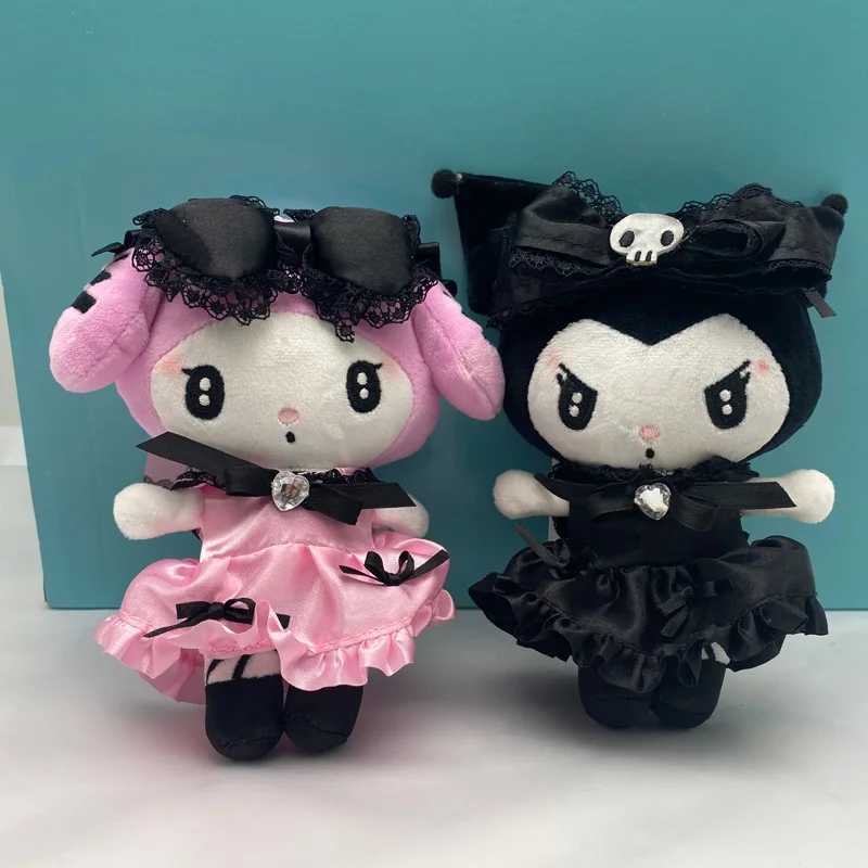 

Плюшевая кукла Sanrio Kuromi My Melody, 14 см, Милая Черная кружевная горничная, наряд из серии мультфильмов, милый плюшевый мягкий подарок