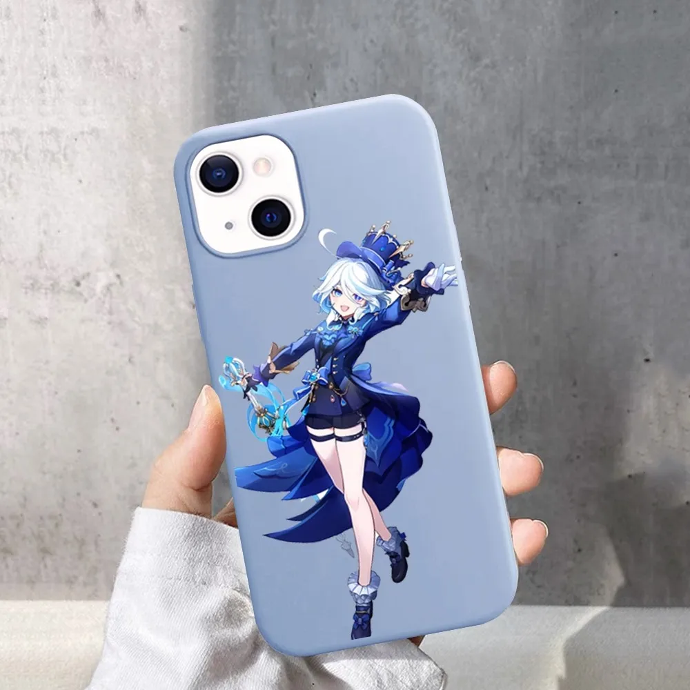 G-Genshin I-Impact Phone Case for iPhone 14 11 12 13 Mini Pro Xs Max 8 7 6 6S Plus X XR Solid Candy Color