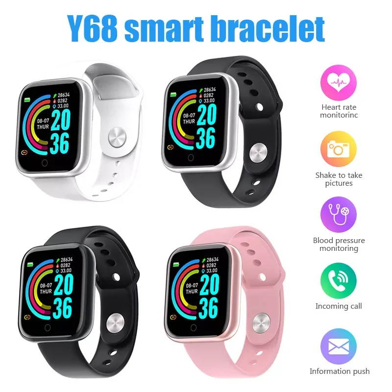 

New Y68 Smart Wristbands Sport Fitness Pedometer Color Screen Walk Step Counter Children Men Women Smart Bracelets Sport Watches