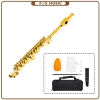 excellent nickel plated c key piccolo gold color w case cleaning rod and cloth and gloves cupronickel piccolo set