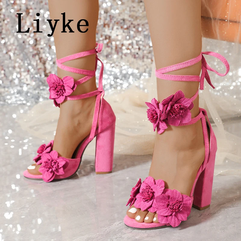 Liyke/пикантные сандалии-гладиаторы на высоком квадратном каблуке с перекрестным