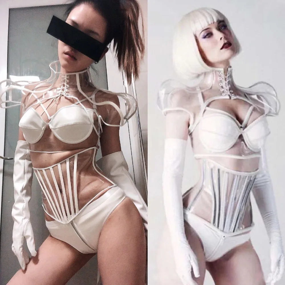

Future Sense Stage Costume Nightclub Gogo Dance Outfit Drag Queen Clothes Rave Outfit Sexy Bikini Pole Dance Clothing