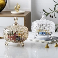 creativity crystal glass candy jar lead free food tea cans with lid jewelry cosmetics aroma candle storage box dried fruit tray