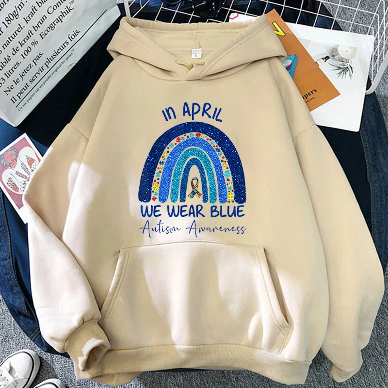 

IN APRIL WE WEAR Autism Awareness Hoodies Men Women Unisex Pullovers Sweatshirts Fashion Autumn Boys Girls Sportswear Kawaii Top