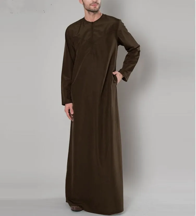 2022 New Islamic Arabic Muslim Kaftan Men Dress Cotton Long Sleeve Loose Abaya Robes Saudi Arabia Dubai Jubba Thobe Mens Clothes