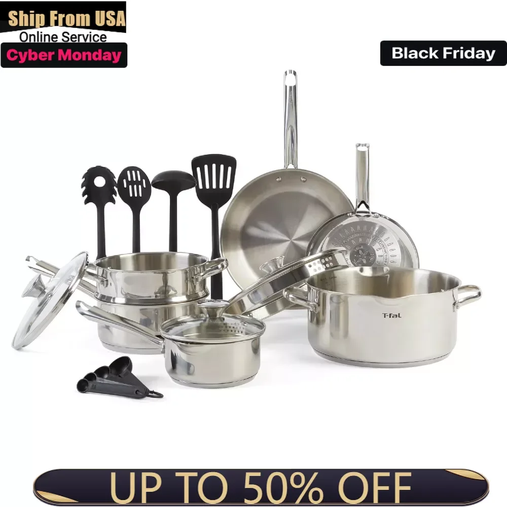 

Cook & Strain Stainless Steel Cookware Set, 14 Piece Set, Dishwasher Safe