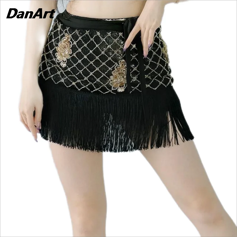 Юбка-шарф для танца живота женская элегантная юбка с вышивкой бисером и