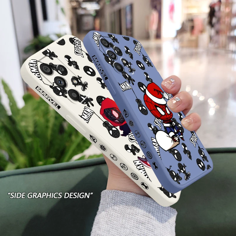 

Spiderman Marvel Hero Case For Samsung A73 A53 A33 A52 A32 A23 A22 A71 A51 A21S A03S 5G Liquid Left Rope Phone Cover