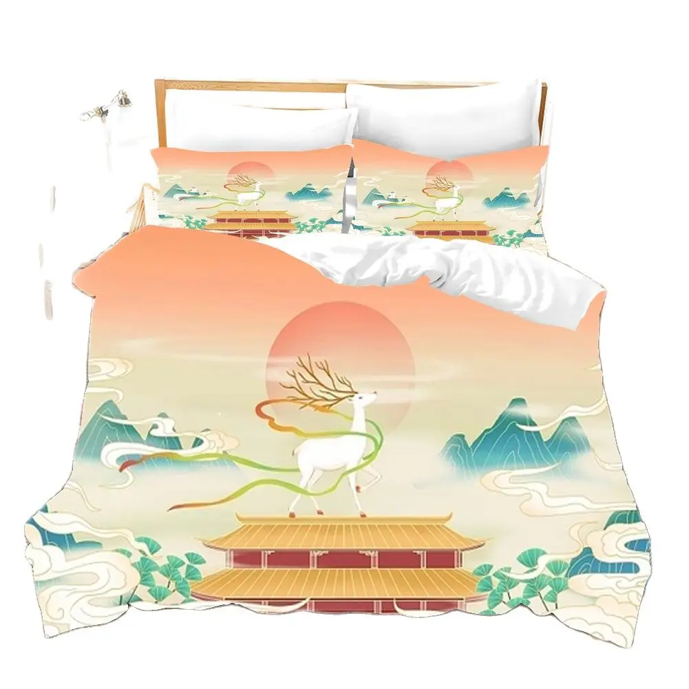 Комплект постельного белья в стиле пейзажа 2/3 предмета с цифровым 3d HD принтом