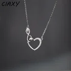 Ожерелье женское из серебра 925 пробы с цирконом и полым сердцем