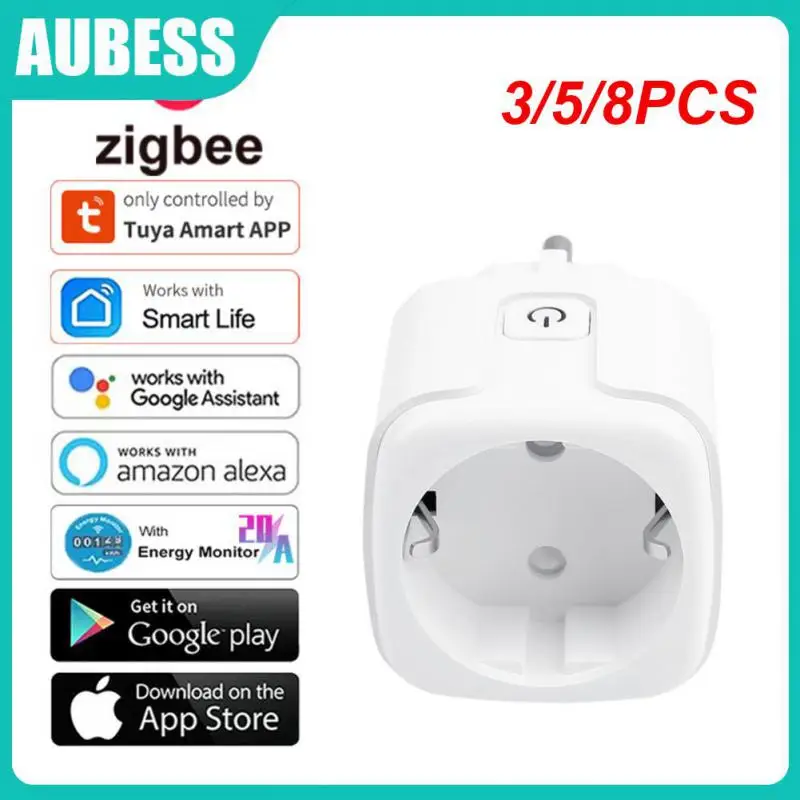 

3/5/8PCS 20a Eu Smart Socket Via Alexa Google Home Yandex Timing Function Zigbee Smart Plug Tuya Voice Control Smart Home