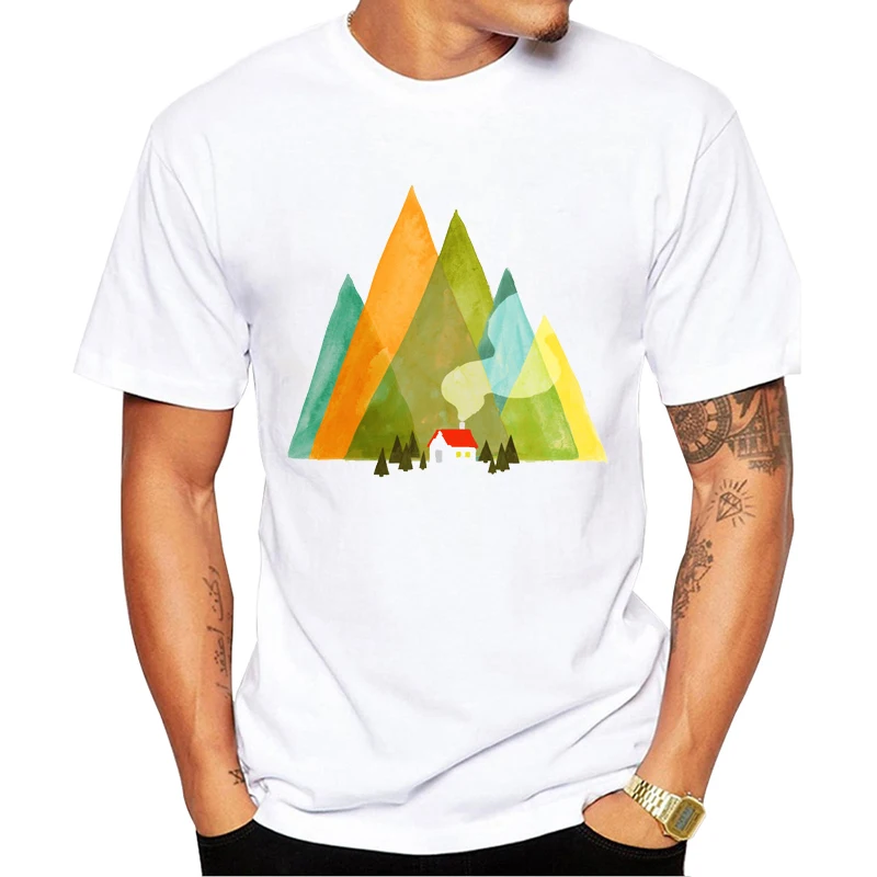 Акция TEEHUB мужская футболка с горной кабиной модные футболки геометрическим