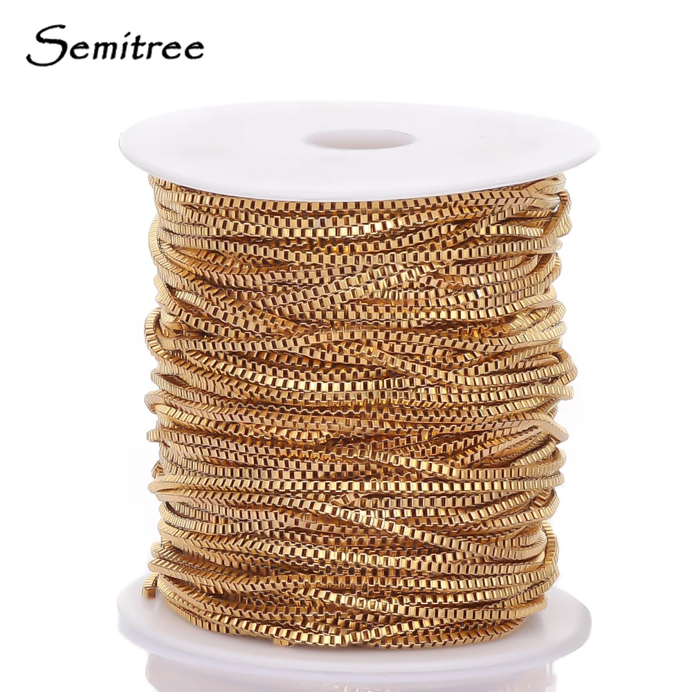 

Semitree 2 Meters Stainless Steel Box Chain Necklace for DIY Jewelry Making Findings Handmade Crafts Bracelet Bulk Supplies