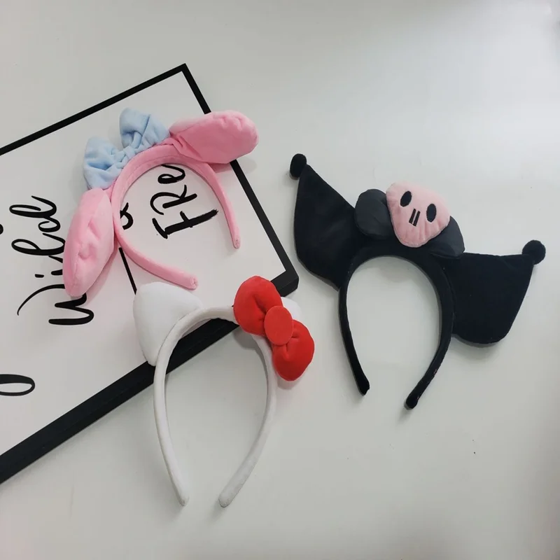 

Sanrio Anime Plush Cinnamoroll Kawaii kuromi Baby Cinnamoroll Hairpin Female Press Hairband Cartoon Hair Accessories Big Ear Dog