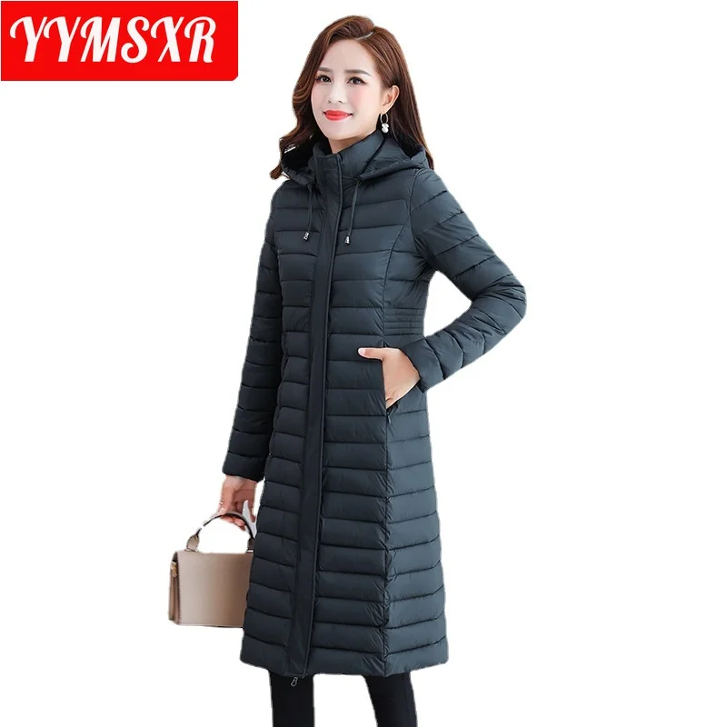 High-quality Middle-aged Women Winter Clothes Mom's Cotton Coat 2022 New Mid-length Coat Pure Color All-match Clothing