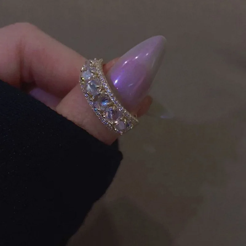 

Diamond Open Ring For Women Punk Fashion Hip Pop Style Designer Jewelry Christmas Accessories Fine Jewelry For Woman Gift Female